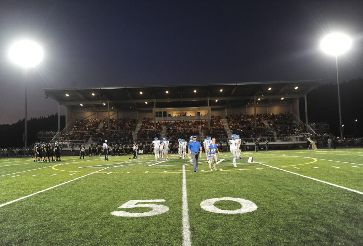 A football game La Center vs Woodland Friday September 11, 2015. This was the first game at Woodland's new stadium.