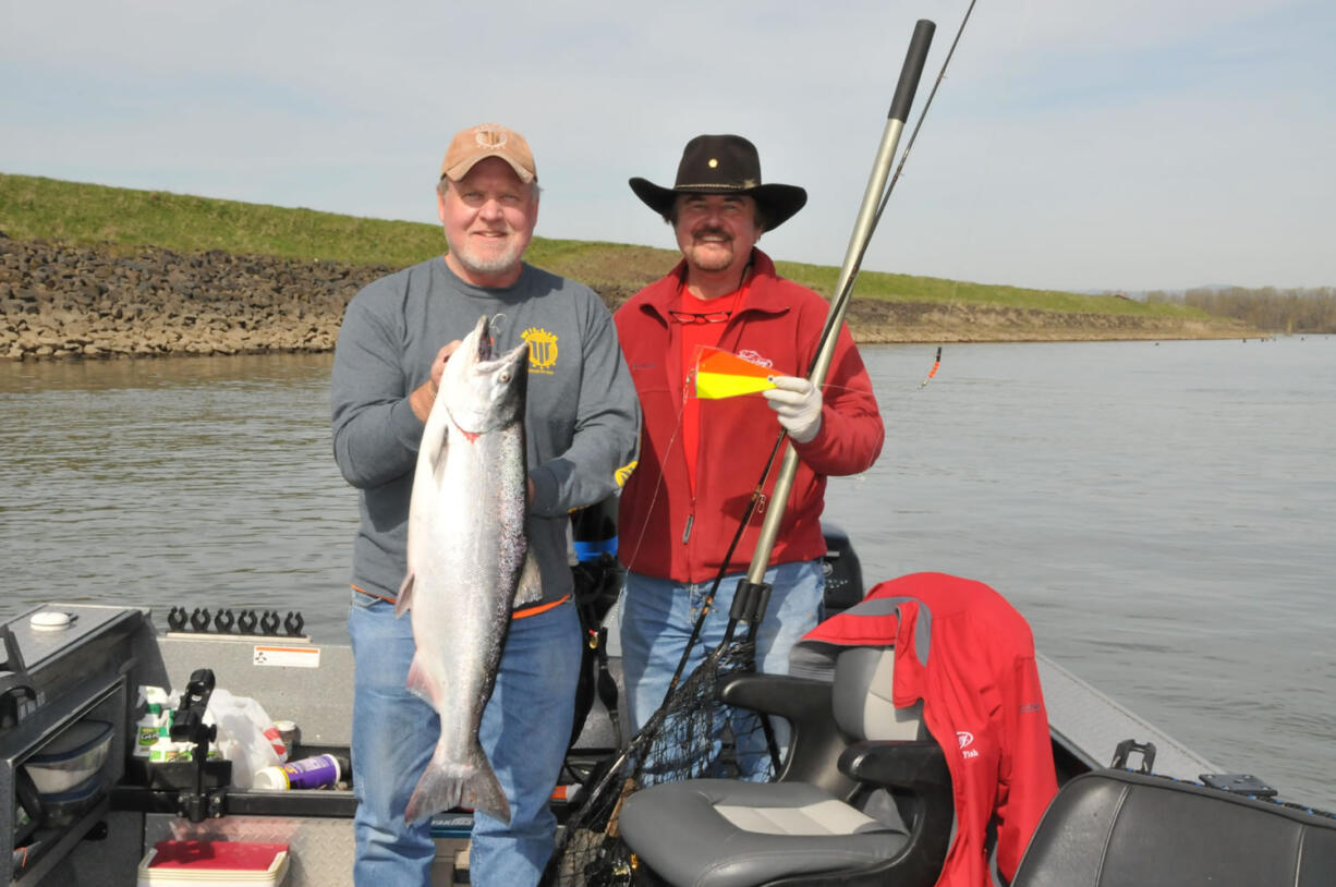 John Ramsey holds a spring chinook caught Tuesday at the lower end of Multnomah Channel.