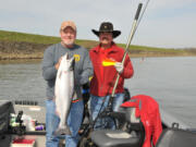 John Ramsey holds a spring chinook caught Tuesday at the lower end of Multnomah Channel.