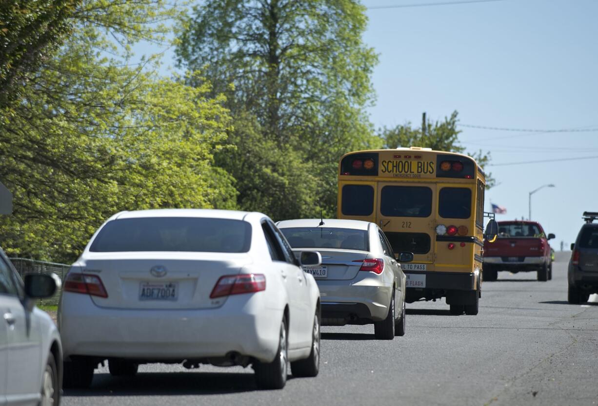 Parents pick up children at Franklin Elementary on a Wednesday afternoon.