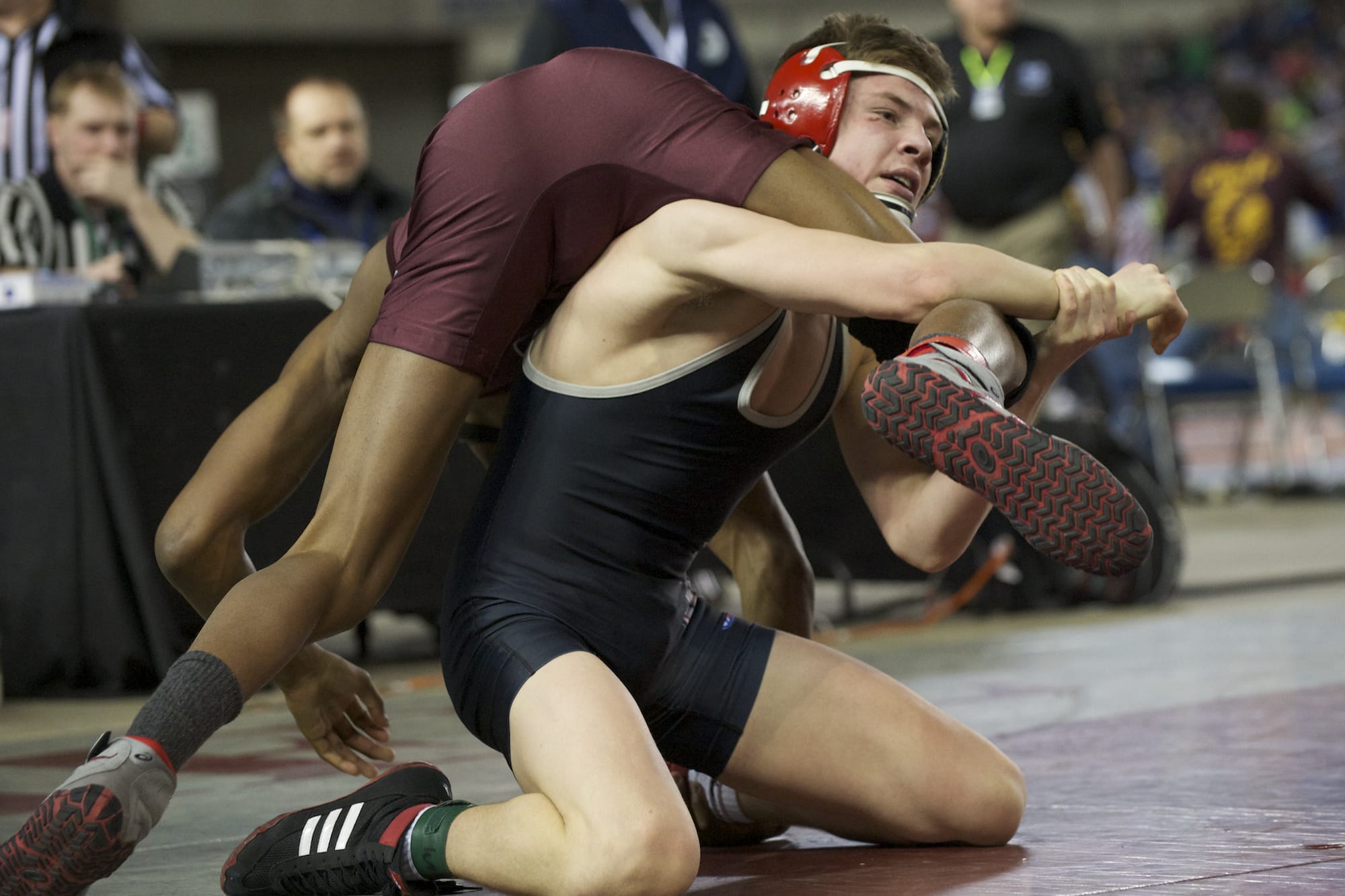 Union's Daniel Rice beats Phillip Springsteen of Bethel in the 126-pound quarterfinals on Friday at the Tacoma Dome.