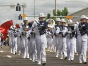 The marching band from Skyview High School performs Saturday in the 50th anniversary Hazel Dell Parade of Bands.