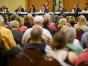 The Vancouver City Council hears public testimony on the proposed Tesoro-Savage oil terminal Monday at the Hilton Vancouver Washington in downtown Vancouver.