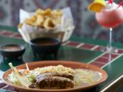 The chicken tamale dinner at Mexico Lindo, served with rice, beans and salad.