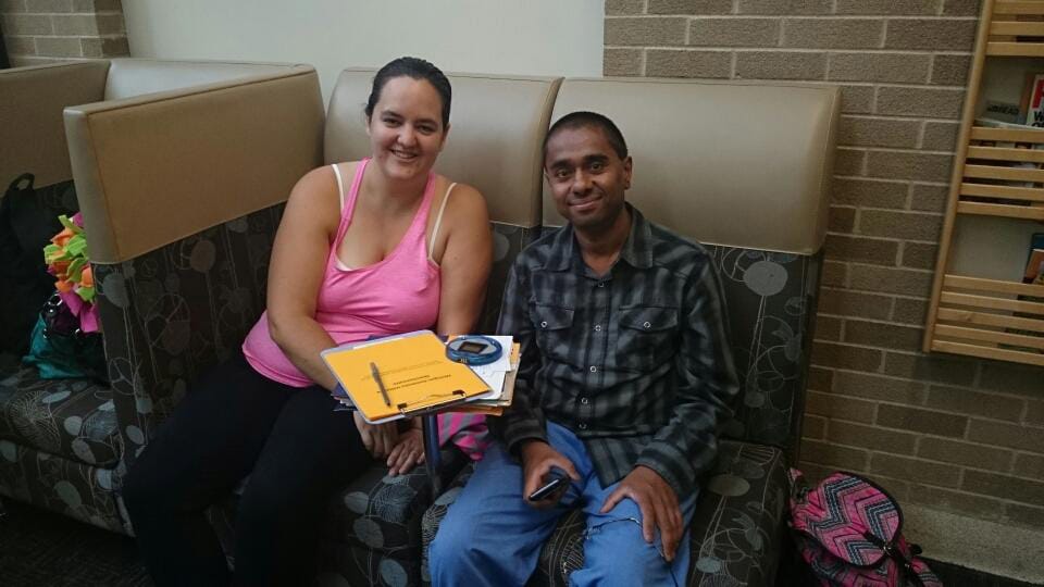 Provided by Kia Calderon-Dillon
Kia Calderon-Dillon, 28, flew to Ann Arbor, Mich., to donate a kidney to Bharat Kharadia of Jackson, Mich. The two met a few months earlier on Facebook.