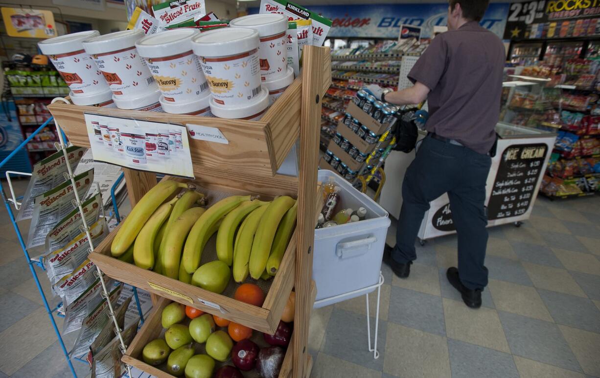 Kuljit Singh has put healthy food front and center at his ARCO Quick Stop at Mill Plain and Grand boulevards as part of a Clark County Public Health initiative.