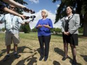 After touring the Vancouver Veterans Affairs campus, U.S. Sen. Patty Murray, D-Wash., left, says there is progress in helping veterans access care.