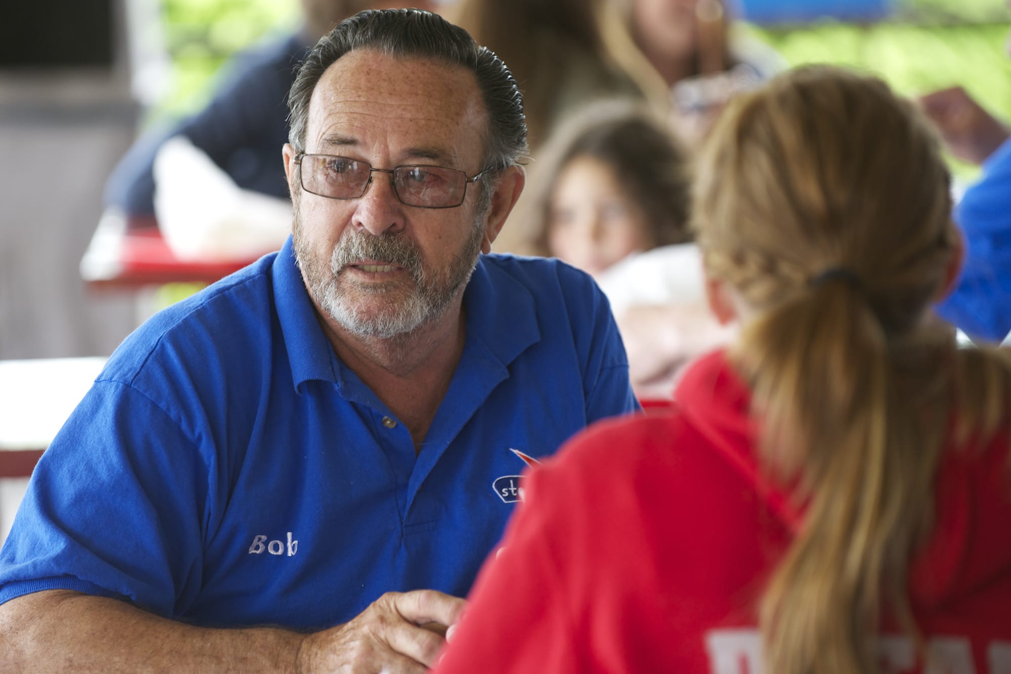 Owner Bob Condon talks with customers inside the iconic restaurant.