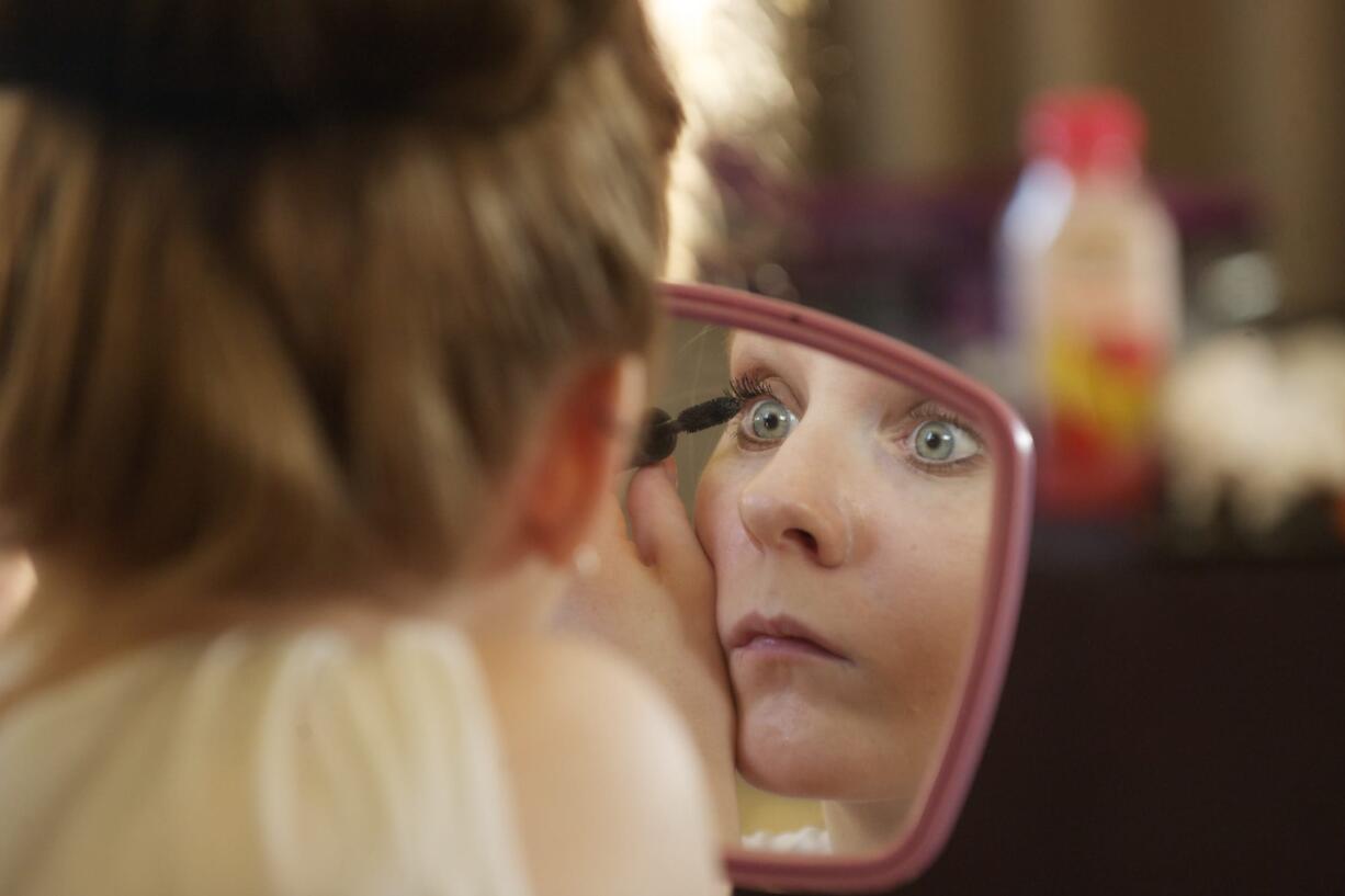 A model prepares for the Couve Couture Spring Fashion Show at the Red Lion at the Quay on Saturday.