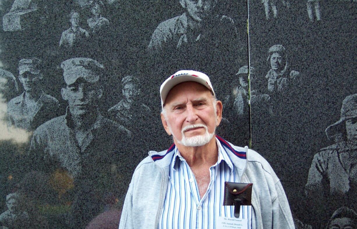 Photos courtesy of Laura Goree
Harold Samsel at the Korean War Veterans Memorial in Washington, D.C., in 2010. Samsel, a Carson resident who died June 9 at the age of 84, will be buried today at the Willamette National Cemetery in Portland.