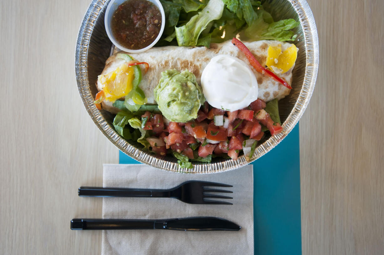 A fajita burrito is served Sept. 23 at Costa Vida in Vancouver. The franchise restaurant opened in July on Mill Plain Boulevard.