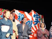 Wataru Ishihara, center, plays 1830s castaway Otokichi in an April 24 performance at Clark College.