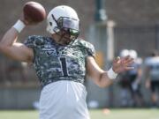 Portland State University football player from Clark County, senior quarterback Kieran McDonagh, at a practice in Portland Wednesday August 26, 2015.