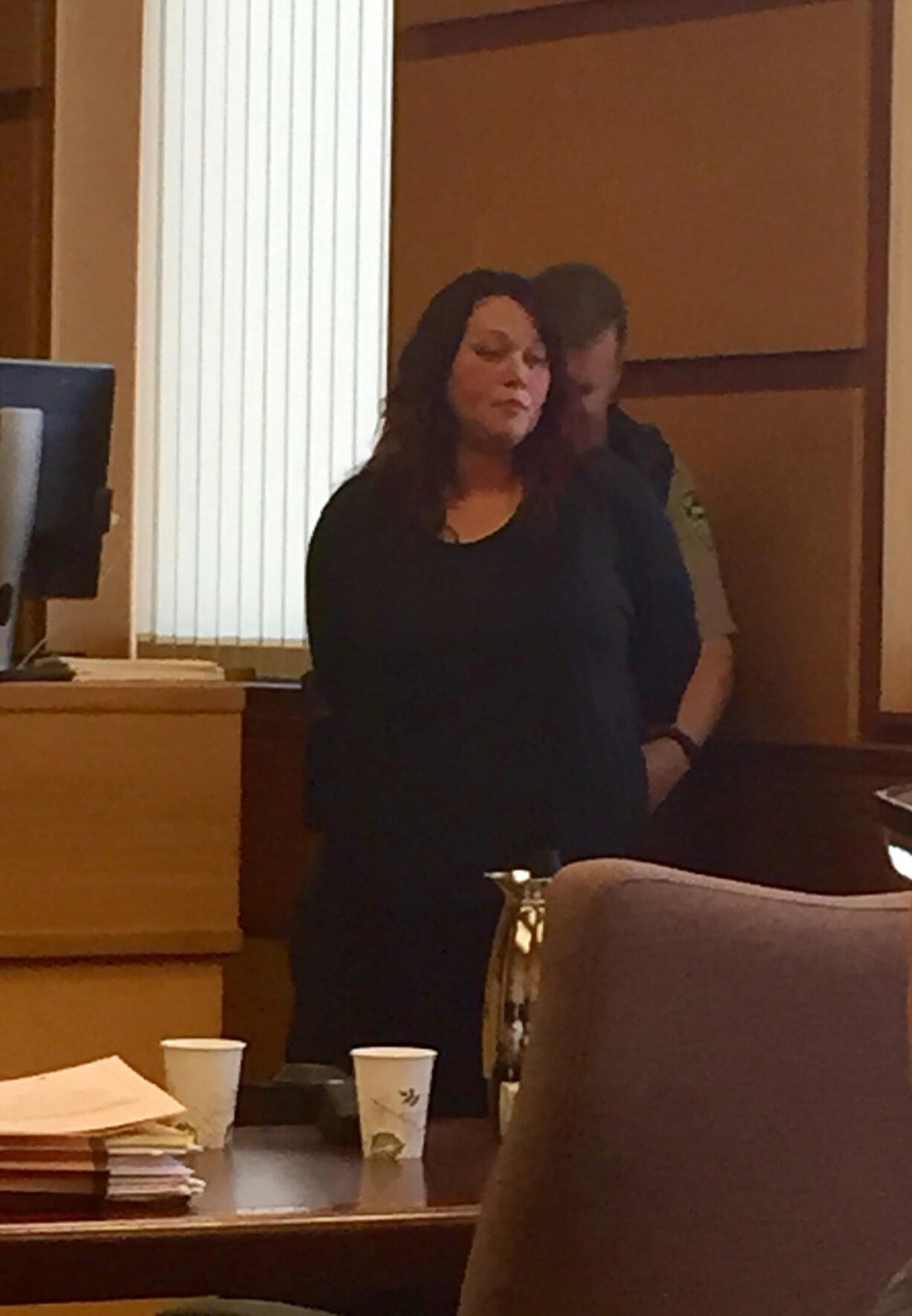 Geneva DeGagne is taken into custody Friday following a sentencing hearing in Clark County Superior Court.