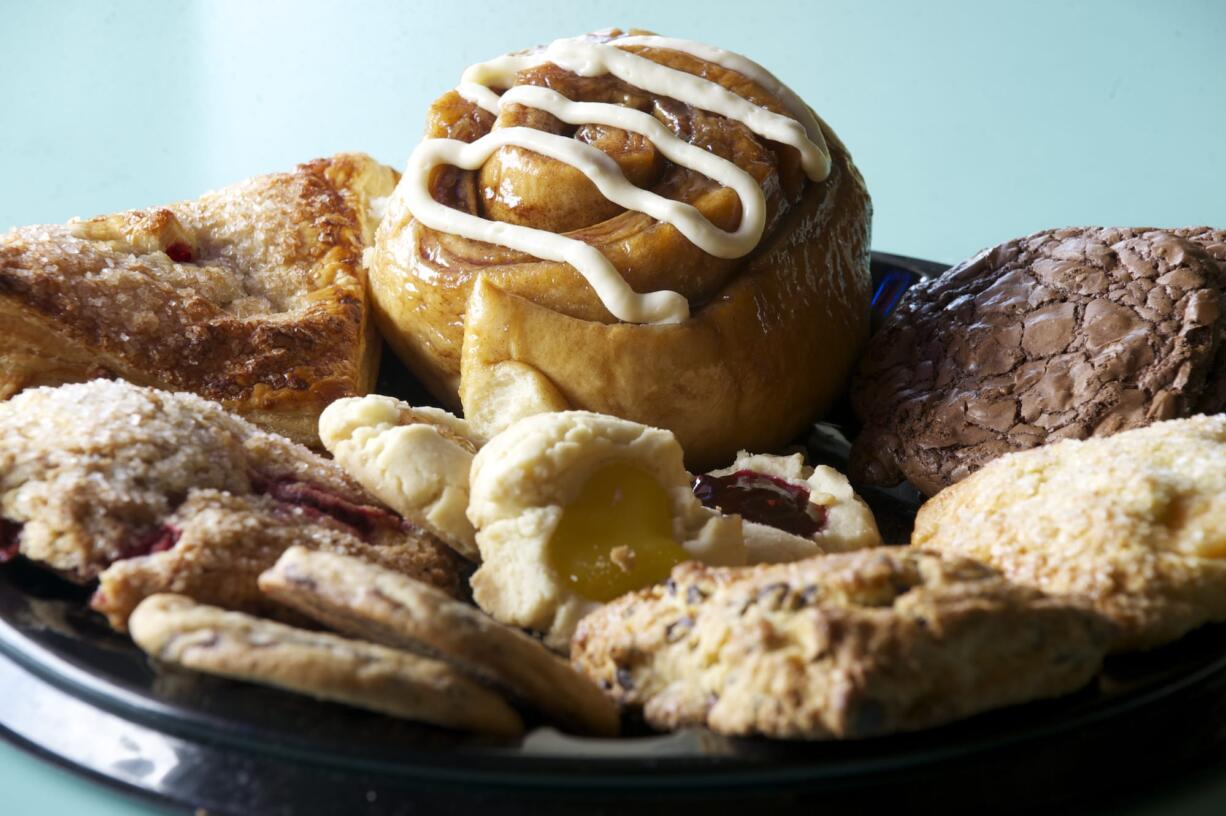 An assortment of baked goods at House of the Rising Buns Bakery.