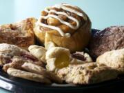 An assortment of baked goods at House of the Rising Buns Bakery.