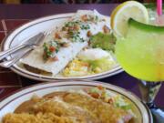 Fajita burrito and pork tamales at Las Mesitas.