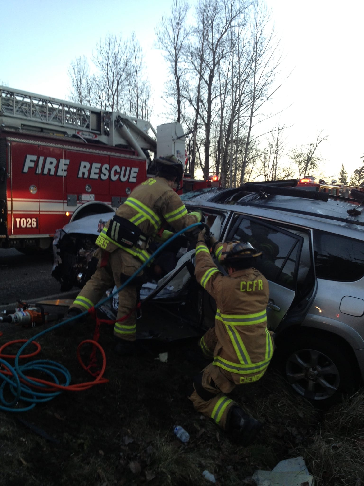 A woman was taken to an area hospital with minor injuries after a 3-car, rollover crash on state Highway 502 just east of Interstate 5 this morning.