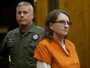 Gayle Bethke enters the courtroom of Clark County Superior Court Judge Barbara Johnson where she pleaded guilty to the 2012 attempted murder of her husband, Roger Bethke.