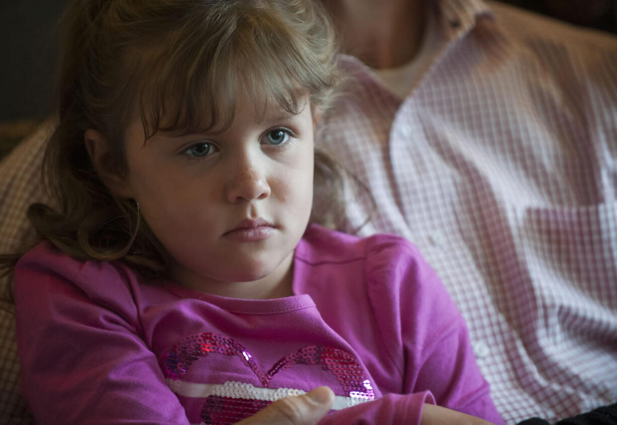 Macey Bodily, 7, at her home Yacolt Monday August 31, 2015. Macey was recently diagnosed with a rare brain cancer, and plans to travel to St. Jude Children's Hospital soon for an experimental treatment.