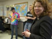 Mechanical engineer Tina Barsotti teaches a class on the mechanics of materials at Clark College. In her class of 28 students, seven are women.