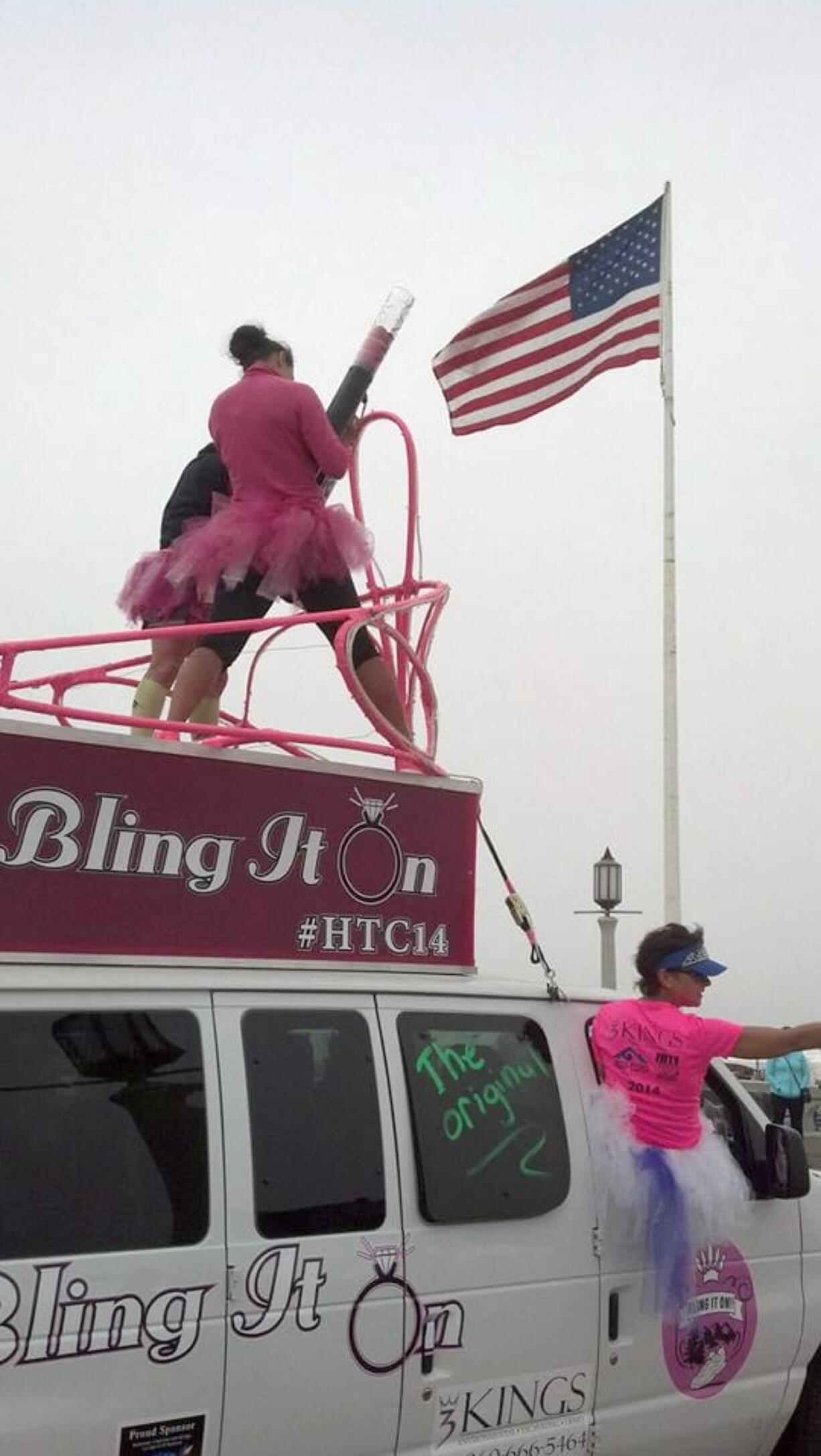 Battle Ground: The 3 Kings Environmental's Hood to Coast team ride in their Bling it On van during the relay Aug. 22-23 event.