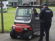 Eight full-time and several part-time security guards patrol Clark College.