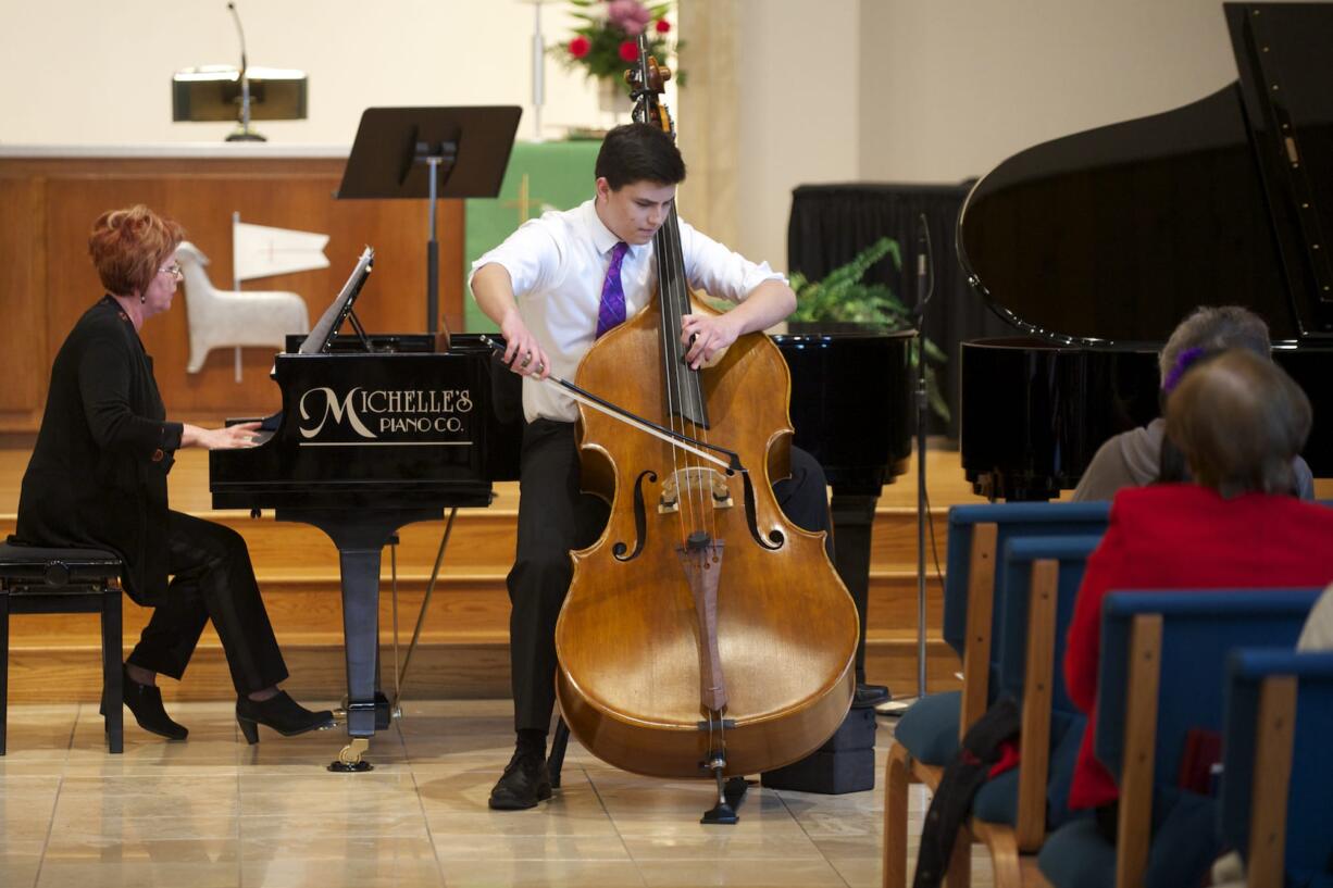 Nicholas Arredondo, 15, a sophomore at Vancouver School of Arts and Academics, plays Giovanni Bottesini's Double Bass Concerto No.