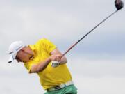 Spencer Tibbits of Fort Vancouver High competes in the 3A boys state golf tournament at the Tri Mountain Golf Course in Ridgefield Wa., Wednesday May 28, 2014.