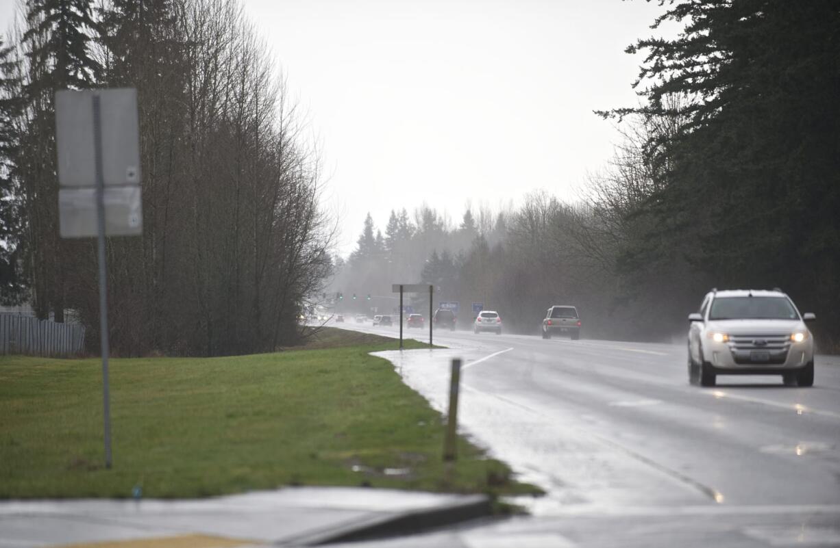 Traffic zips along Highway 503 at Northwest Onsdorff Boulevard in Battle Ground.