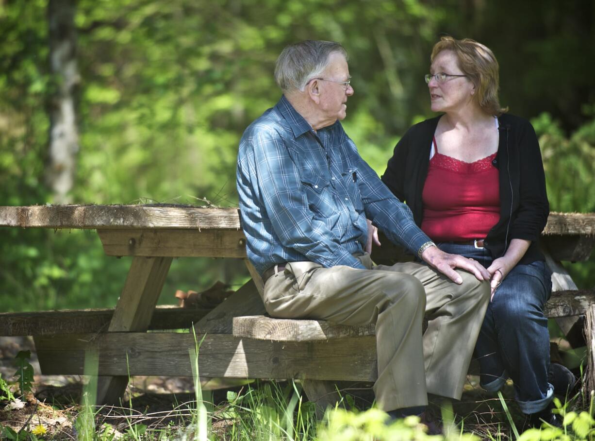 Norma Countryman talks to Jim Bellew, the man who found her the morning after she said she was attacked by suspected serial killer Warren Forrest 40 years ago.