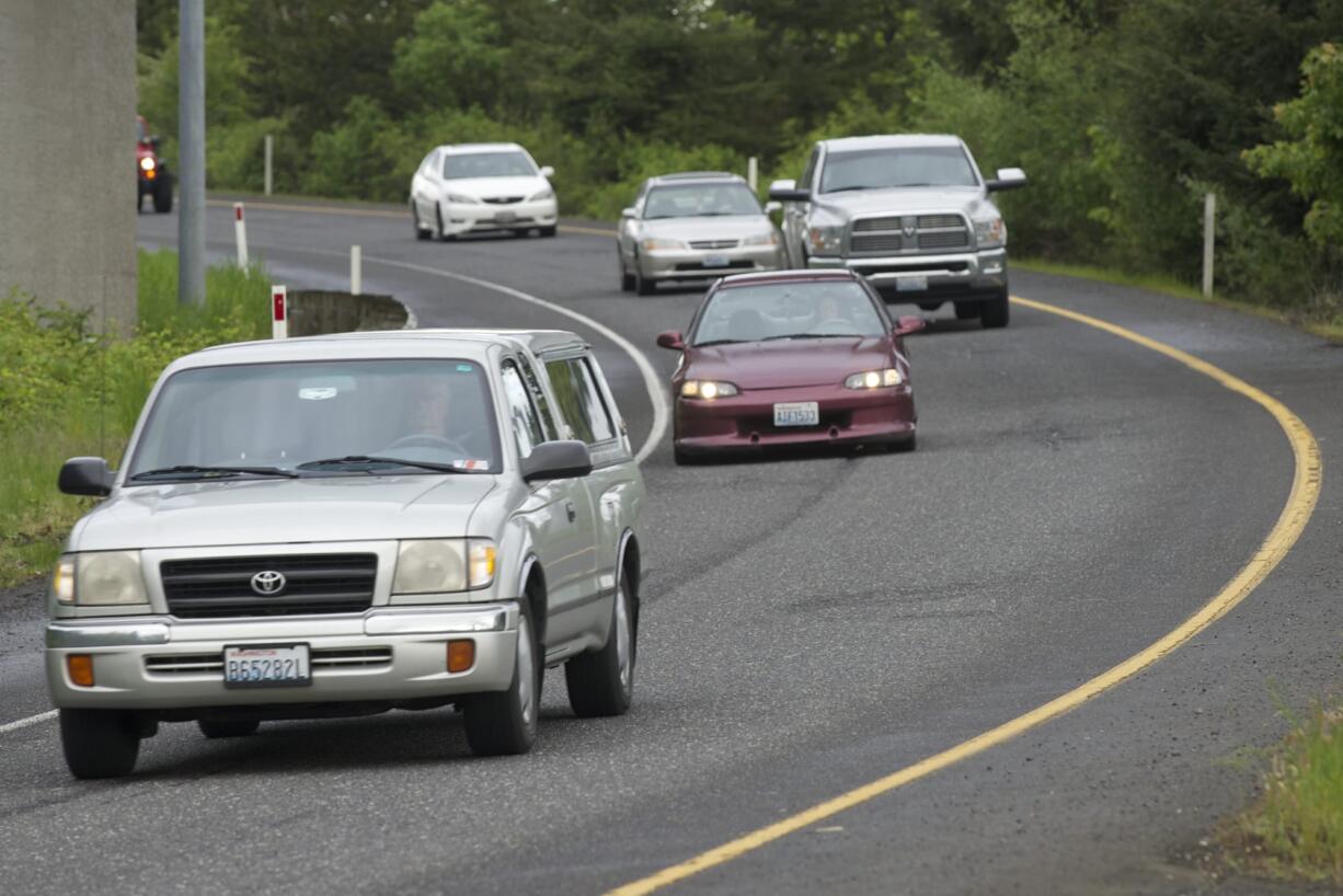 Traffic enters southbound Interstate 205 from Padden Parkway, one of the most congested interchanges of the I-205 corridor.