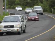 Traffic enters southbound Interstate 205 from Padden Parkway, one of the most congested interchanges of the I-205 corridor.