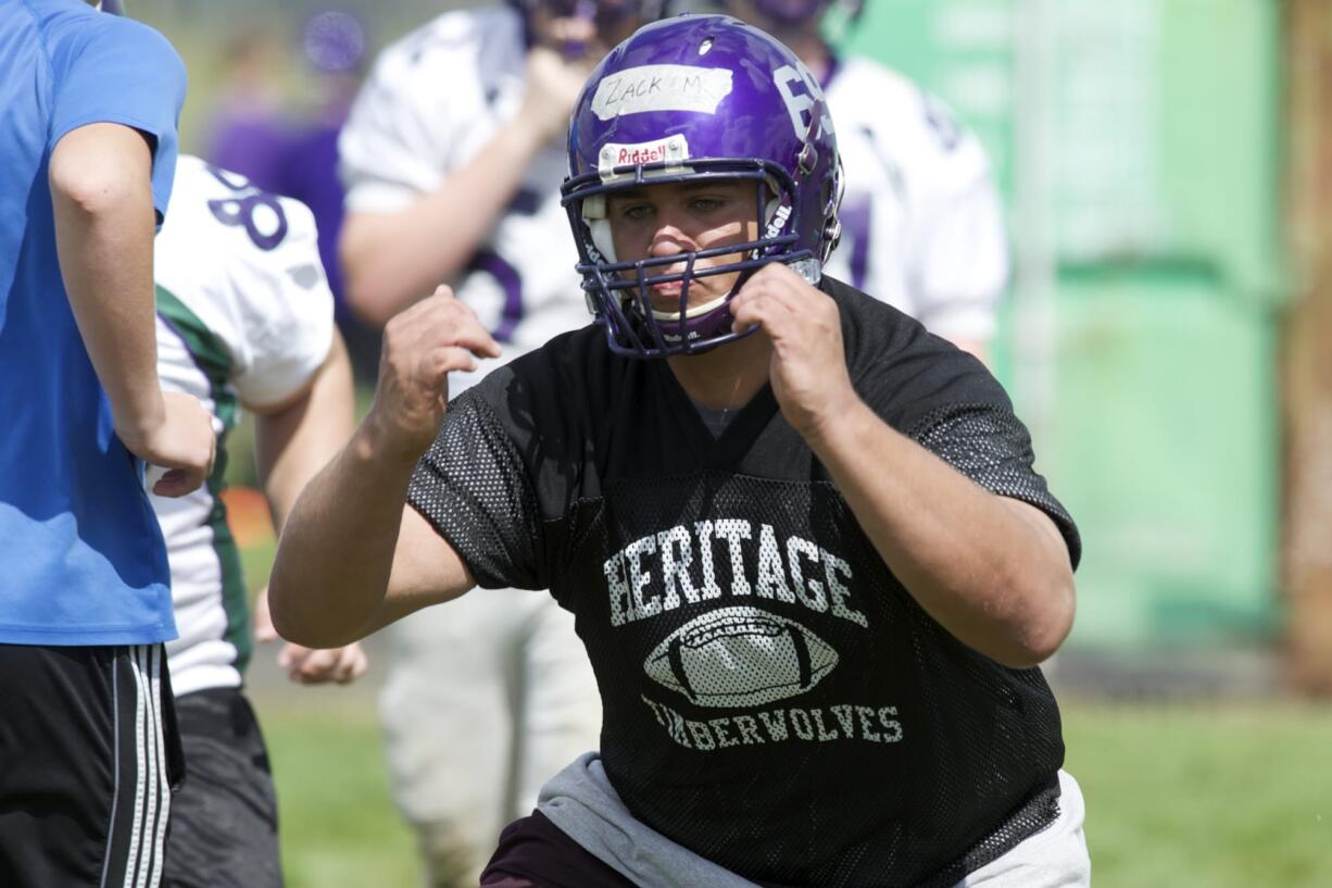 Offensive lineman Zack Monzon is setting the tone of responsibility for the Heritage football team.