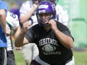 Offensive lineman Zack Monzon is setting the tone of responsibility for the Heritage football team.