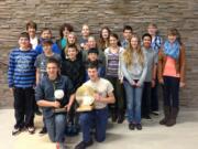 Battle Ground: Students in the Chief Umtuch Middle School Jazz Band show the trophies they received at the Skyview Jazz Festival on Dec.