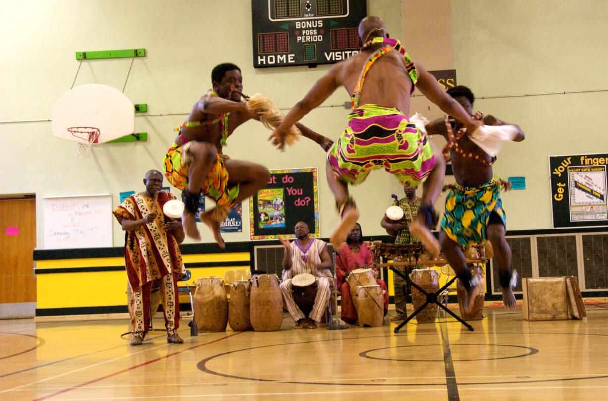 Washougal: The Obo Addy Legacy Project, pictured in a Portland performance, is made up of musicians and dancers from West Africa.