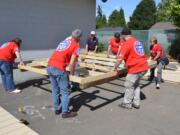 Fruit Valley: Volunteers working on a new tool lending library, where neighborhood residents will be able to take out and borrow various tools.