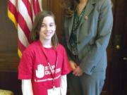 Washougal: Hathaway Elementary School student Paige Maas visits with U.S. Rep. Jaime Herrera Beutler during a March visit to the U.S.