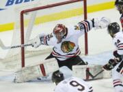 Portland goalie Corbin Boes makes one of his 31 saves Wednesday against Kelowna.