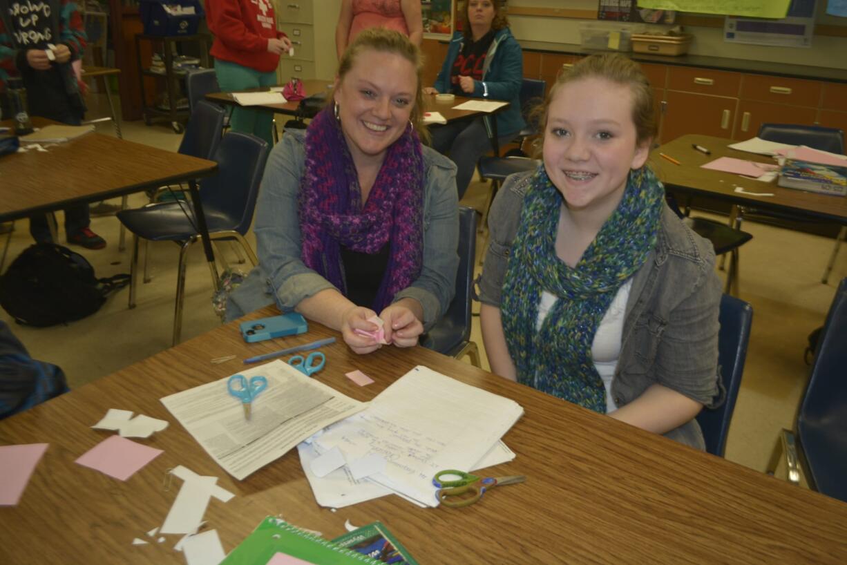 Washougal: Angela Brown spends time with her daughter, Rhianna, at Jemtegaard Middle School's first &quot;Bring Your Parent to School Day&quot; on Feb. 4.