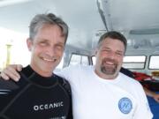 Courtesy of Billy Snook and Marc Ostrick
Fabien Cousteau, left, with Vancouver diver Billy Snook during the production of Mission 31. Cousteau, grandson of Jacques Cousteau, is living underwater continuously for 31 days in the Aquarius, a research lab off the coast of Florida.