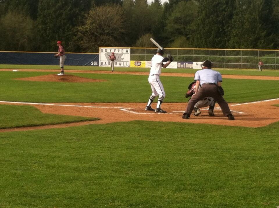 Camas pitcher Tucker Parker prepares to throw against Skyview's Curtis Perrin in the first inning Tuesday at Skyview High School.