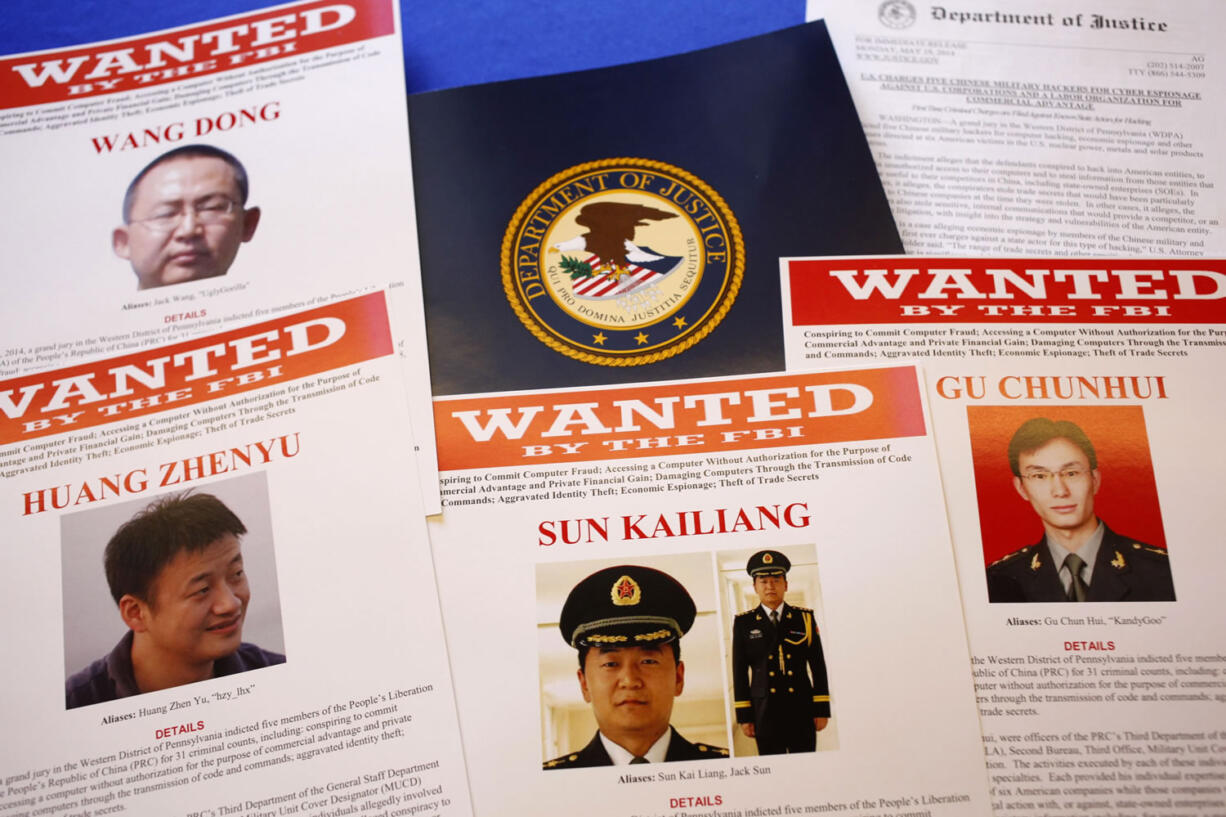 Material displayed at the Justice Department in Washington before a May press conference by U.S.