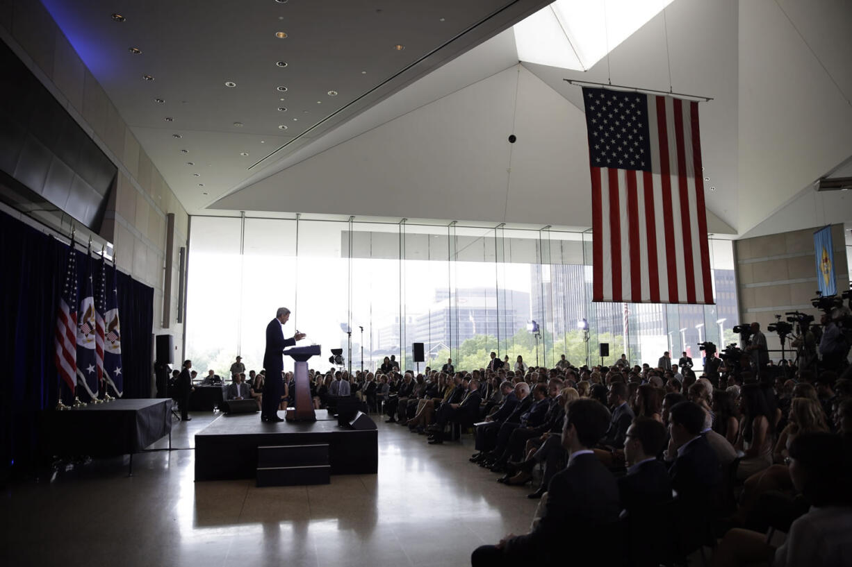 Secretary of State John Kerry delivers a speech in support of the Iran nuclear deal at the National Constitution Center on Sept. 2, 2015, in Philadelphia.