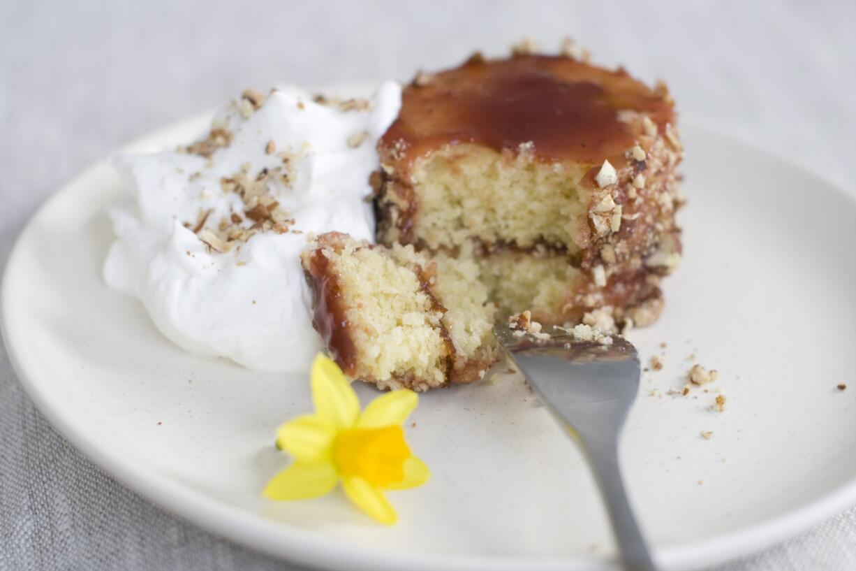 Lemon-Olive Oil Mini Cakes With Pecans and Strawberries.