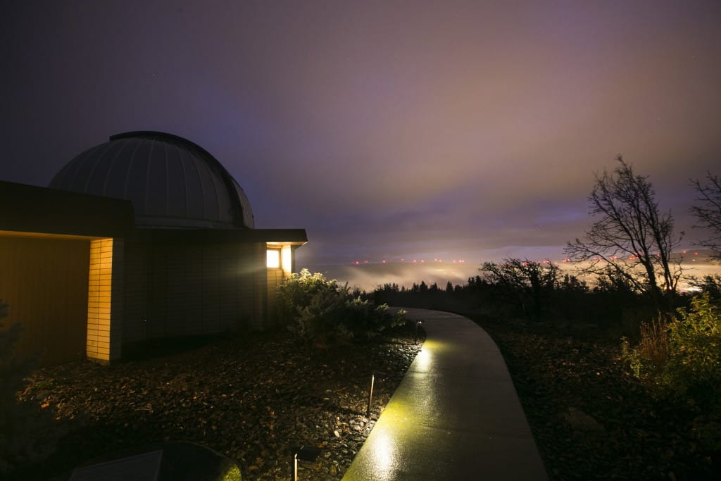 Light pollution from Goldendale floods the sky on a cloudy night earlier this month at the Goldendale Observatory State Park.