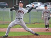 Union pitcher Matt Olstead threw a two-hit shutout Monday in a 9-0 win over Battle Ground.