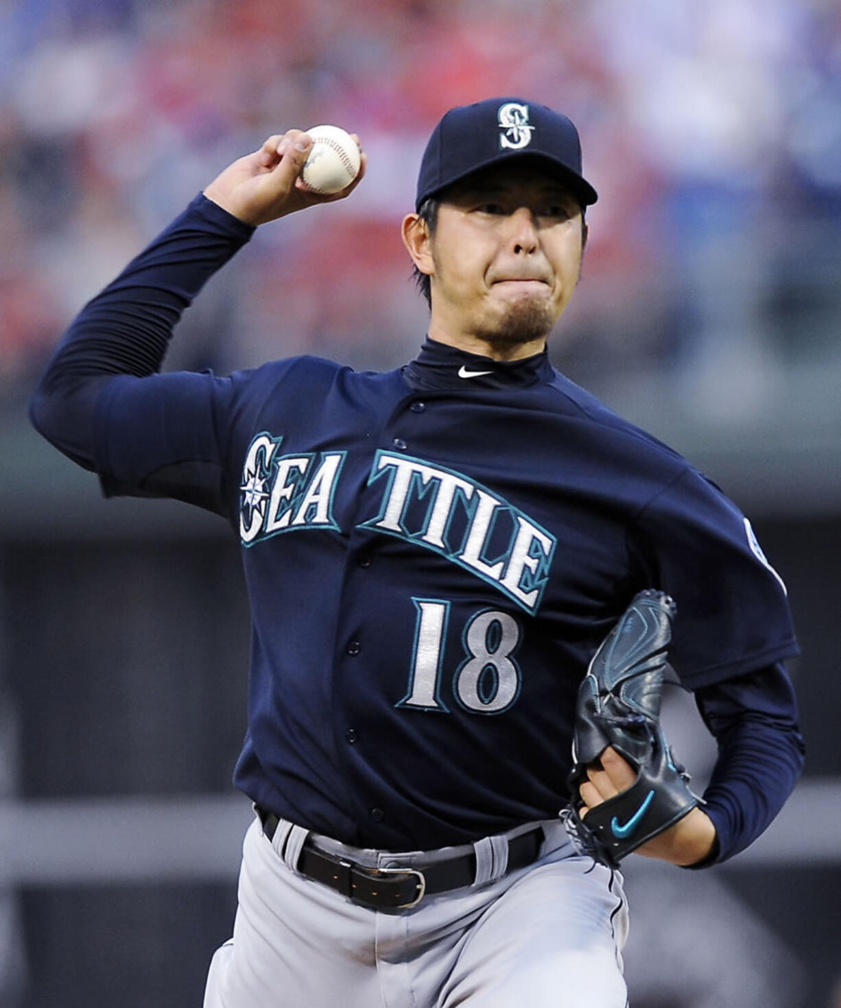 Seattle Mariners starting pitcher Hisashi Iwakuma struck out 11 Philadelphia Phillies batters on Tuesday, Aug. 19, 2014, in Philadelphia.