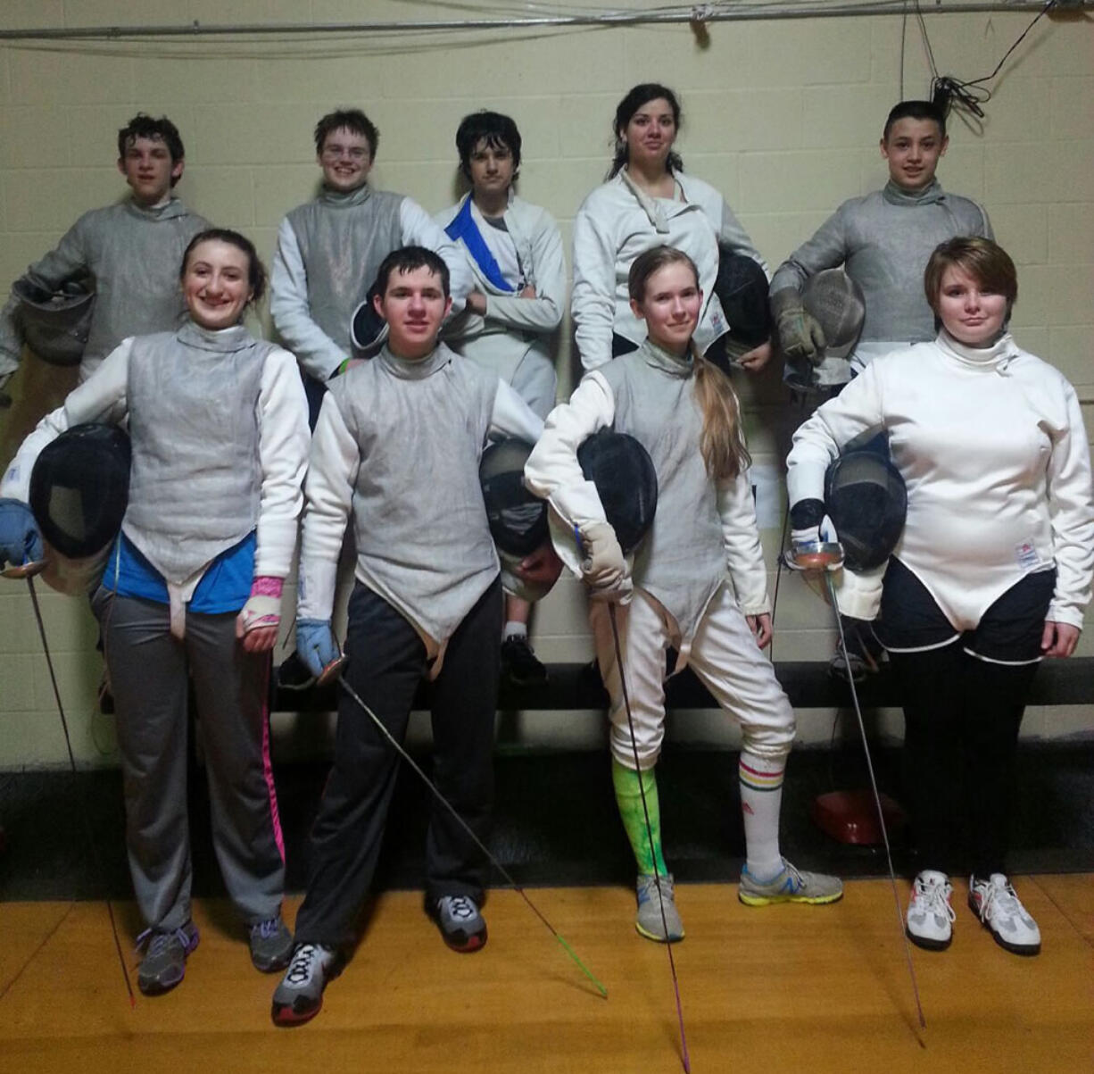 Northepointe fencers include: (back row, from left) Levi Condren, Simon Bard, Dylan Meehan, Kaela Meehan, Chris Emerson, (front row) Jazmine Shepard, Jonas DeLisle, Haylie Bolte, Isobel Fife.